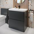 Bathroom Cloakroom Free Standing Vanity Unit Resin Wash Basin Bathroom Modern Anthracite Grey 800mm Soft Close Drawers