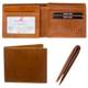 O'Hare Bags Genuine Leather Wallet for Men | RFID Blocking | Bifold Wallet | Flip-Up ID | | Vegetable Tanned Leather | Gift Box, Tan, Men's Bifold Wallet