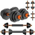 DICAO 20KG Adjustable Dumbbells Set, 2 in 1 Hand Free Weights Dumbbell Barbell for Strength Training, Weight Lifting, Bodybuilding Fitness, Home Gym Equipment for Women Men