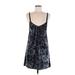 Topshop Casual Dress - A-Line Plunge Sleeveless: Gray Print Dresses - Women's Size 6