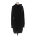 French Connection Casual Dress - Sweater Dress High Neck Long sleeves: Black Print Dresses - Women's Size Medium
