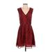 French Connection Casual Dress - Mini V-Neck Sleeveless: Red Dresses - Women's Size 4