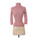 Catherine Malandrino Turtleneck Sweater: Pink Color Block Tops - Women's Size P