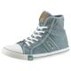 Sneaker MUSTANG SHOES "High-Top-Sneaker, Freizeitschuh" Gr. 43, blau (rauchblau (hell)) Damen Schuhe Skaterschuh Schnürboots Canvassneaker Reißverschlussstiefeletten