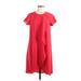 Adrianna Papell Casual Dress - Shift High Neck Short sleeves: Red Print Dresses - Women's Size 6
