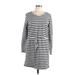 Merona Casual Dress - Mini Scoop Neck 3/4 sleeves: Gray Print Dresses - Women's Size Large