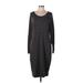 Old Navy Casual Dress - Sweater Dress Scoop Neck 3/4 sleeves: Gray Dresses - Women's Size Large