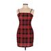 Shein Casual Dress - Sheath Square Sleeveless: Red Print Dresses - Women's Size Medium