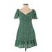 Shein Casual Dress - A-Line V-Neck Short sleeves: Green Dresses - Women's Size Small