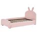 GZMWON Upholstered Platform Bed Frame w/ Headboard, Cartoon Ears Shaped Headboard & Trundle Upholstered in Pink | Wayfair NIUNIUGX002009AAH