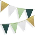 Drapeaux triangulaires dorés et verts décoration de fête d'anniversaire bannière de fête de