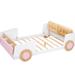 Zoomie Kids Alvino Car-Shaped Platform Bed w/ Soft Cushion & Shelves On The Footboard Wood in Brown/White | 29.59 H x 76.89 W x 55.99 D in | Wayfair