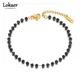 Lokaer-Bracelet à breloques en cristal CZ noir pour femmes et filles lien en acier inoxydable