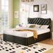 GZMWON Bed Frame w/ 4 Storage Drawers Upholstered in Black | 42.99 H x 82.79 W x 61.69 D in | Wayfair NIUNIUGX001823AAB