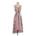 adyson parker Casual Dress - Midi Scoop Neck Sleeveless: Pink Stripes Dresses - Women's Size Small