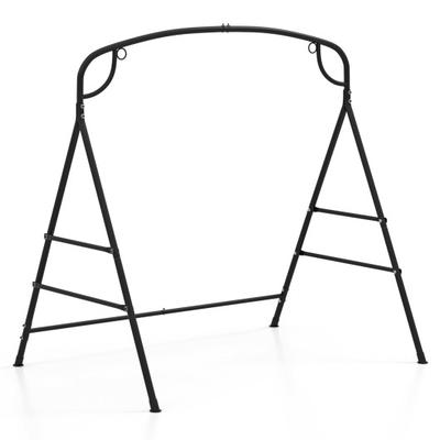 Costway Patio Metal Swing Stand with Double Side Bars and 2-Ring Design-Black