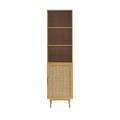 Colonne de rangement en bois et cannage H190cm bois clair