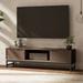 WYNDENHALL Devlin SOLID HARDWOOD 72 inch Wide Modern Industrial TV Media Stand in Walnut Brown For TVs up to 80 inches