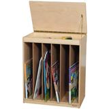 Wood Designs Big Book Display Storage Unit with Flannelboard, Toddler Birch Wood Durable Bookacse With Piano Hinged Top - 28"