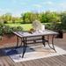 70" Patio Rectangular Cast Aluminum Dining Table with Umbrella Hole & Tile Tabletop