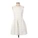 Gap Casual Dress - Mini High Neck Sleeveless: White Stripes Dresses - Women's Size 2