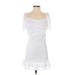 She + Sky Casual Dress - Bodycon Sweetheart Short sleeves: White Solid Dresses - New - Women's Size Small