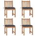 Dcenta Patio Chairs 4 pcs with Cushions Solid Teak Wood