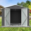 Mulanimo Metal Garden Sheds 6ftx8ft Metal Outdoor Storage Shed with Door Waterproof Garden Storage Tool Shed for Outdoor Backyard Patio Garden