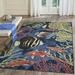 Marina Indoor/Outdoor Power Loomed Synthetic Blend Low Profile Area Rug - Transitional Graphic Coastal Animal Colorful (Fish Navy) (7 10 X 9 10 )