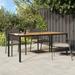 Patio Table 74.8 x35.4 x29.5 Poly Rattan and Acacia Wood Black