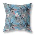 26 Black Blue Tropical Indoor Outdoor Throw Pillow