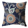 28 Indigo Orange Floral Indoor Outdoor Throw Pillow