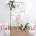 Efavormart 6ft Tall Gold Metal Geometric Wedding Backdrop Rectangle Floor Stand Flower Stand Doorway Wall Prop With Cloudy Film Insert for Weddings Showers Party Centerpiece Decorations