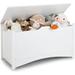 YOJFOTOOU. Wooden Toy Box 36â€� Kids Large Storage Trunk Bench Organizer with Safety Hinges Children s Home Playroom Bedroom Furniture Easy Assembly Toy Chest for Girls Boys (White)