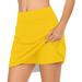 knqrhpse Mini Skirt Casual Dresses Skirts for Women Casual Dress Womens Casual Solid Tennis Skirt Yoga Sport Active Skirt Shorts Skirt Womens Dresses Yellow Dress L