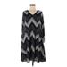 Lularoe Casual Dress - A-Line V Neck Long sleeves: Gray Chevron/Herringbone Dresses - Women's Size X-Small