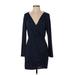 BCBGeneration Casual Dress - Wrap Plunge Long sleeves: Blue Dresses - Women's Size Small