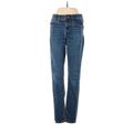 Express Jeans Jeggings - Mid/Reg Rise Straight Leg Denim: Blue Bottoms - Women's Size 00 - Dark Wash