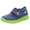 Hausschuh SUPERFIT "BOBBY WMS: M IV", Kinder, Gr. 25, bunt (dunkelblau neongrün fußball), Textil, sportlich, Schuhe, Klettschuh, Kindergarten Schuh mit Fußball-Stickerei