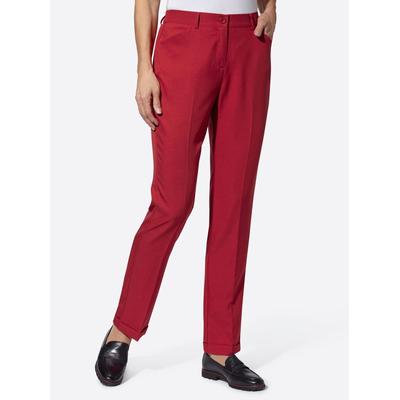 Bügelfaltenhose CLASSIC BASICS, Damen, Gr. 27, Kurzgrößen, rot (kirsche), 100% Polyester, unifarben, lang, Hosen Image