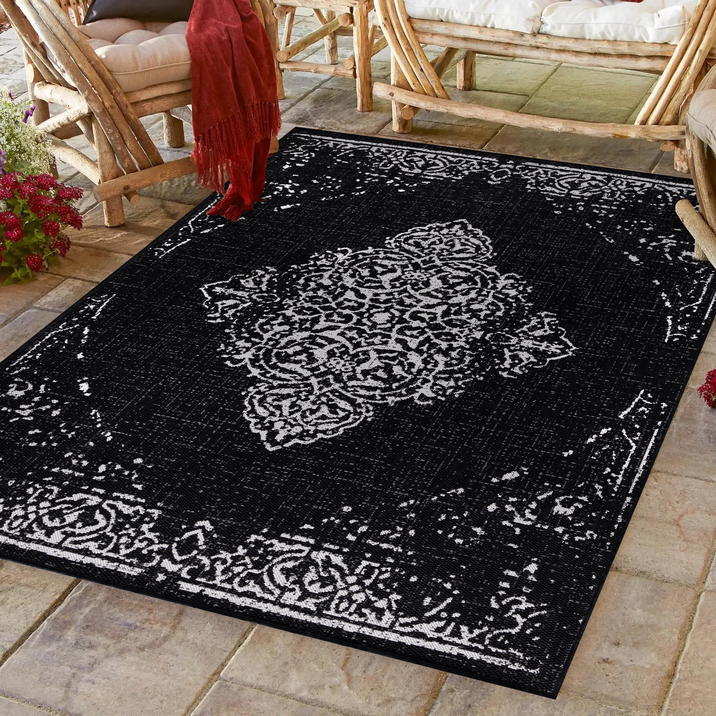 Teppich AYYILDIZ TEPPICHE "SUNNY 4416", schwarz, B:280cm H:5mm L:370cm, Polypropylen, Teppiche, Läufer, Pflegeleicht / Strapazierfähig / In- und Outdoor geeignet Image
