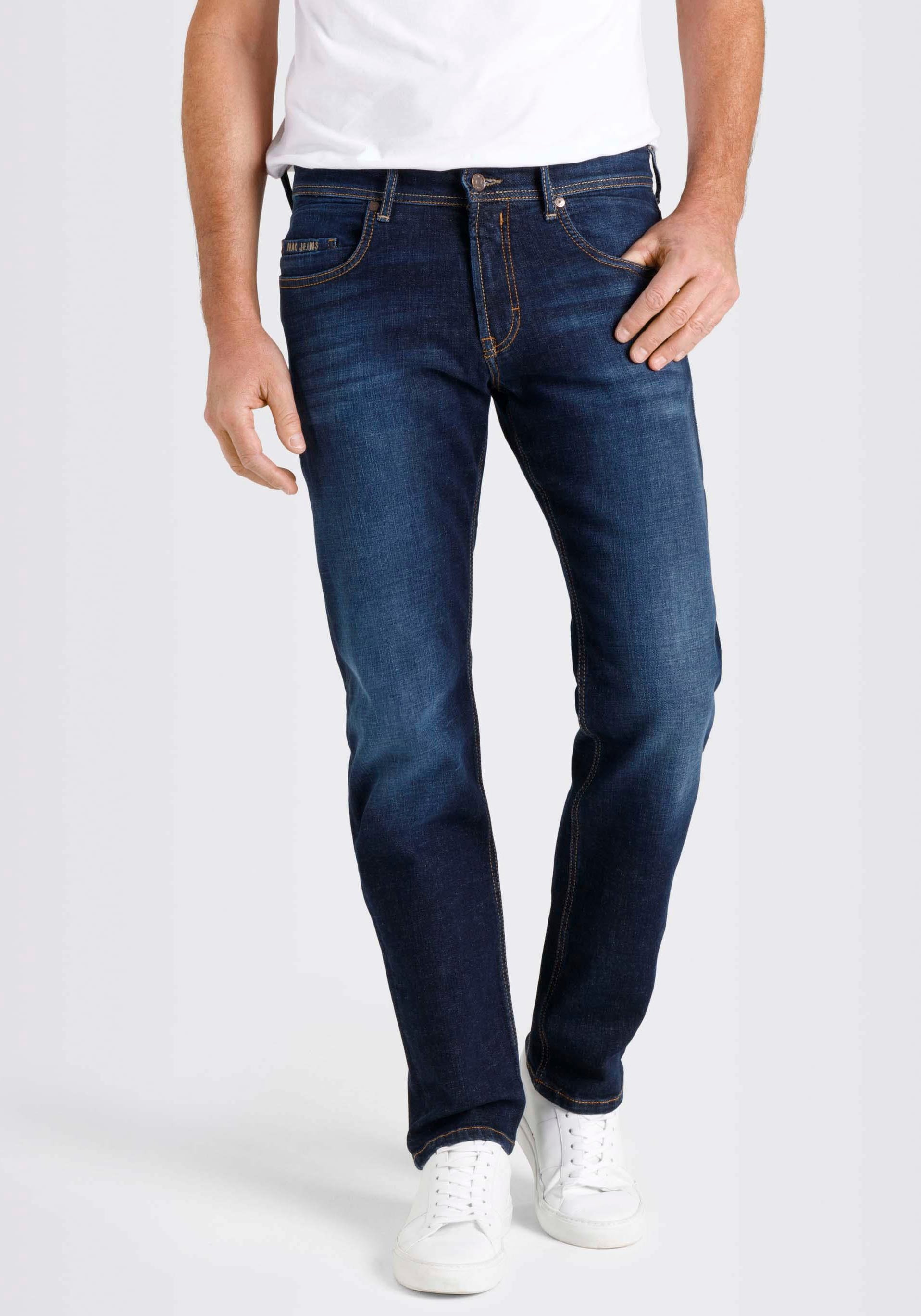 Regular-fit-Jeans MAC "Ben", Herren, Gr. 36 (37), Länge 32, blau (dunkelblau vintage), Denim/Jeans, Obermaterial: 99% Baumwolle, 1% Elasthan, Jeans