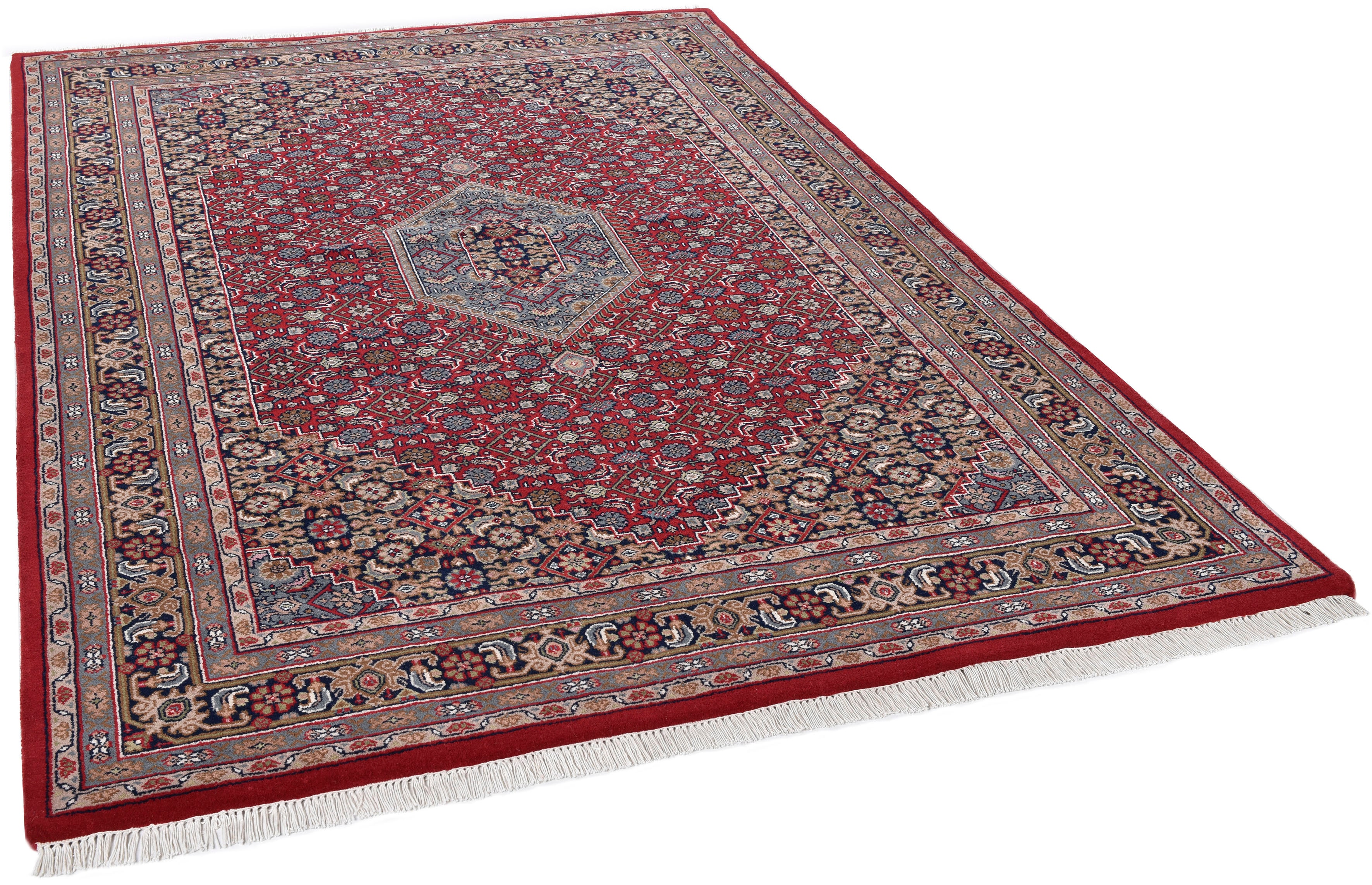 Orientteppich THEKO "Benares Bidjar" Gr. 4, rot, B:170cm H:12mm L:240cm, Schurwolle, Teppiche, Fransenteppich, reine Wolle, handgeknüpft, mit Fransen, auch als Läufer Image