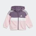 Trainingsanzug ADIDAS SPORTSWEAR "I 3S TIB FL TS" Gr. 74, bunt (shadow violet, white, clear pink) Kinder Sportanzüge Trainingsanzüge