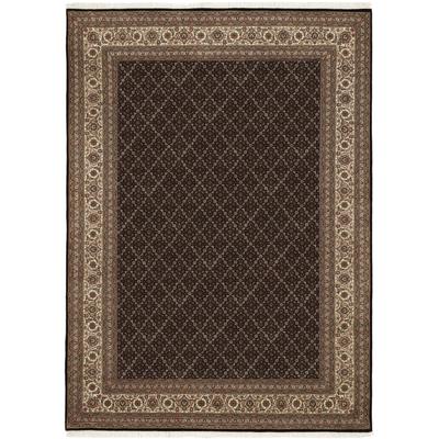 Orientteppich OCI DIE TEPPICHMARKE "Cavari Herati" Gr. 1, schwarz, B:80cm H:4mm L:140cm, Seide, Wolle, Teppiche, Fransenteppich, handgeknüpft, mit Fransen, Wohnzimmer, Schlafzimmer Image