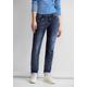 5-Pocket-Jeans STREET ONE Gr. 33, Länge 30, blau (indigo knit washed) Damen Jeans Röhrenjeans mit Ziernähten