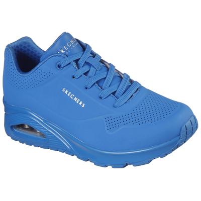 Sneaker SKECHERS "UNO - NIGHT SHADES", Damen, Gr. 35, blau (jeansblau, uni), Lederimitat, sportlich, Schuhe Modernsneake