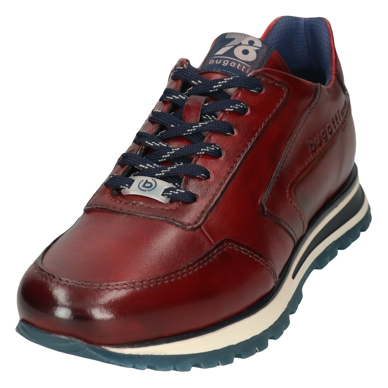 Sneaker BUGATTI, Herren, Gr. 40, rot (weinrot), Leder, Schuhe Sneaker, mit seitlichem Logoprägung, Freizeitschuh, Halbschuh, Schnürschuh
