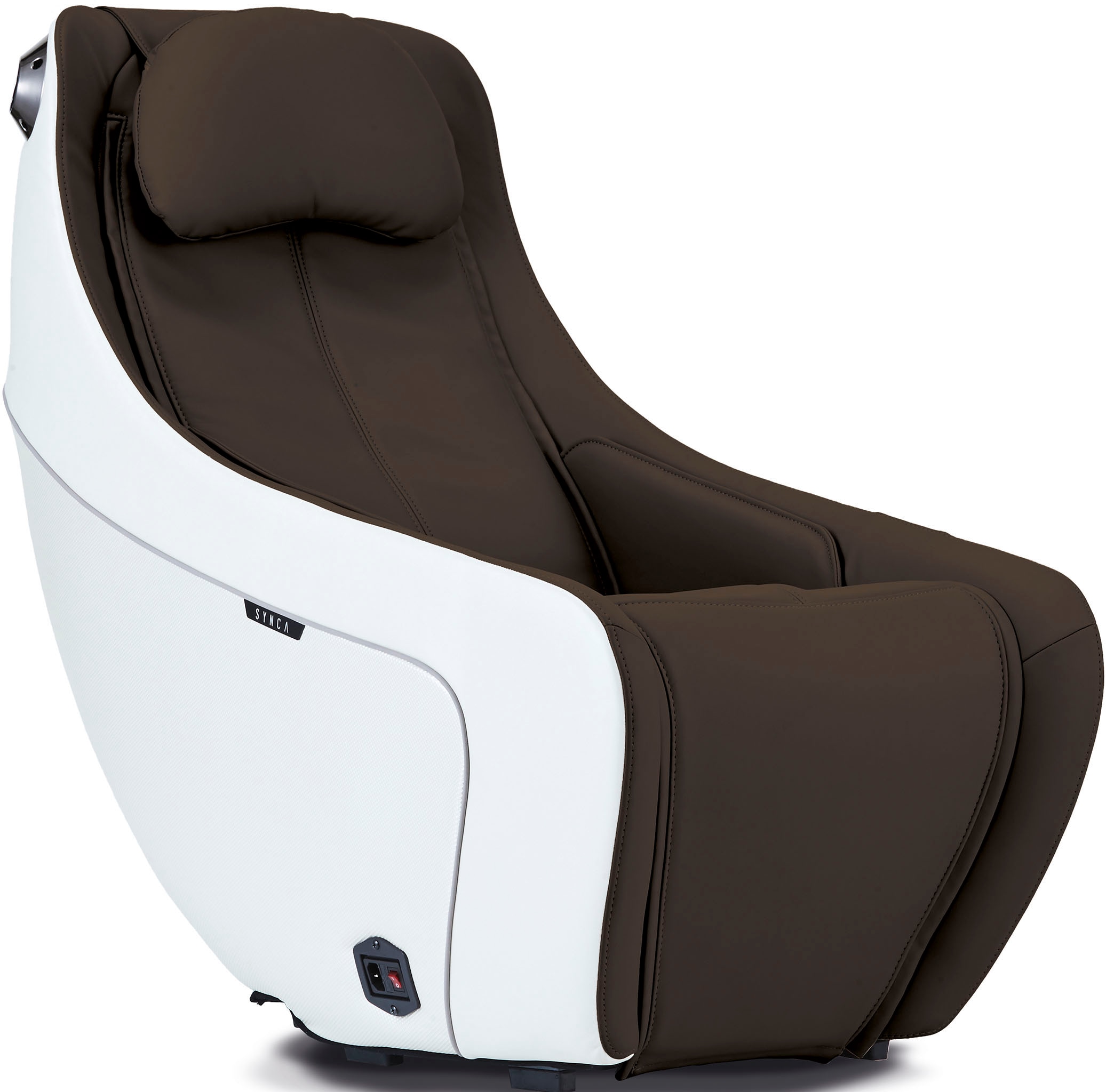 Massagesessel SYNCA, braun (espresso), Sessel, Kunstleder, LED-Beleuchtung,Lederoptik,mit Kissen,mit Massagefunktion, Massagefunktion, B/H/T: 56cm x 94cm x 117cm, B:56cm H:94cm T:117cm