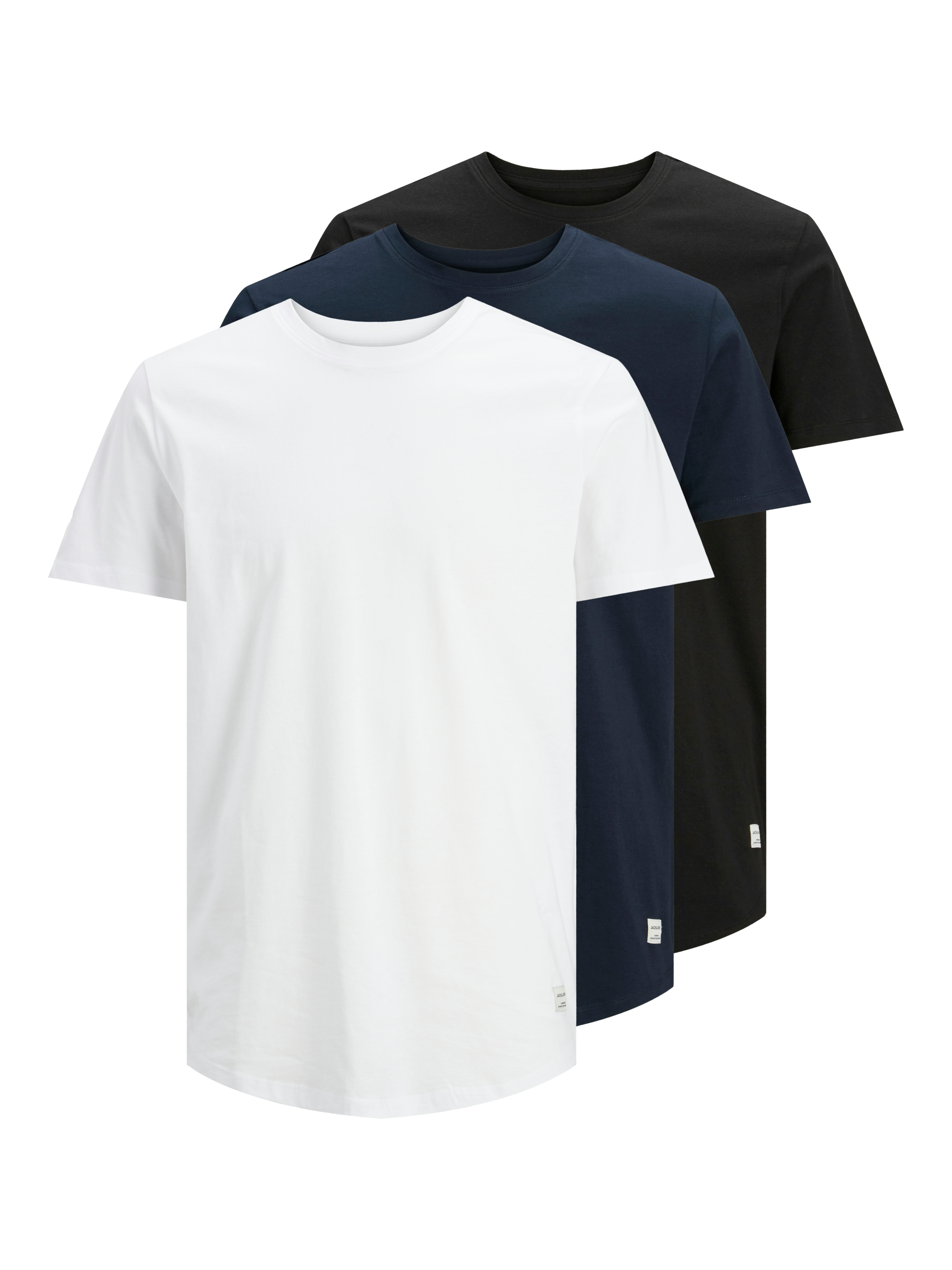 Rundhalsshirt JACK & JONES "JJENOA TEE SS CREW NECK 3PK MP NOOS", Herren, Gr. XS, blau (weiß, schwarz, navy), Single Jersey, Obermaterial: 100% Baumwolle, unifarben, normal normal, Rundhals, Shirts Rundhalsshirt